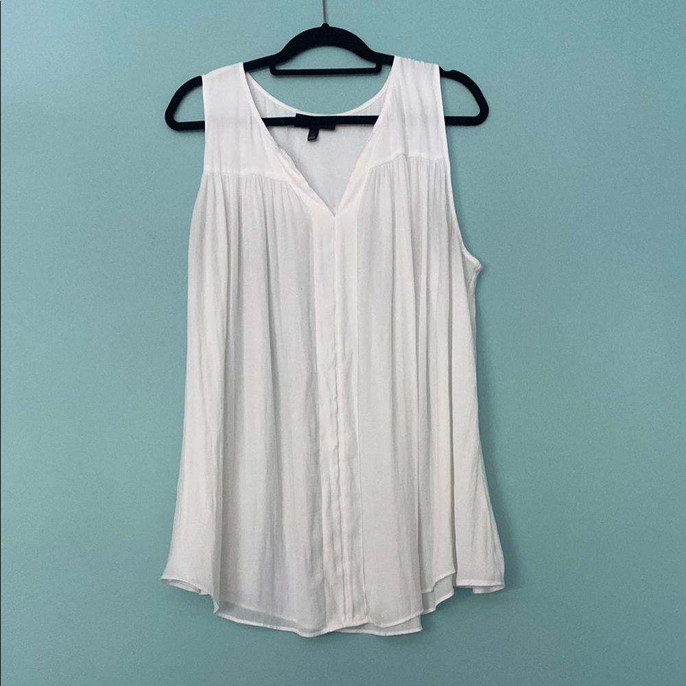 Lane Bryant White Pleated Relaxed Tank Top